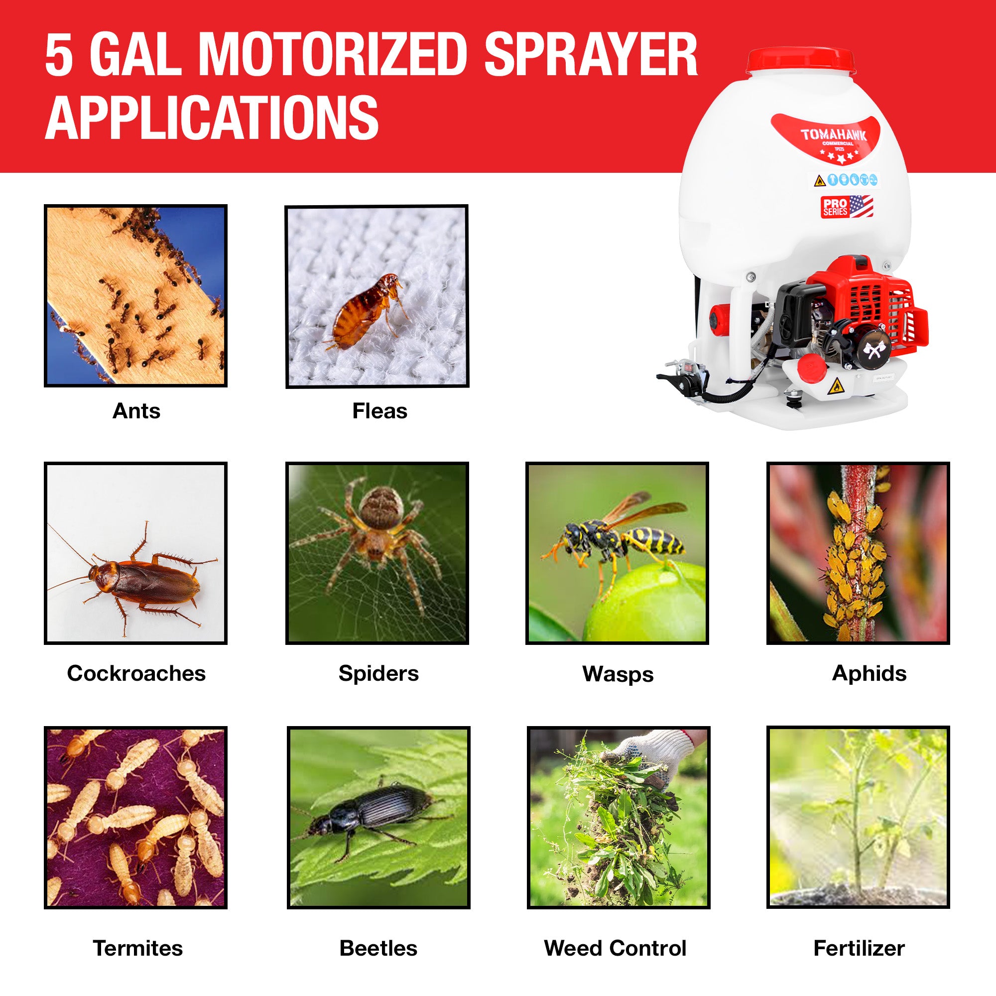 5 Gallon Gas Backpack Sprayer 450 PSI Pump for Mosquitoes Pesticides