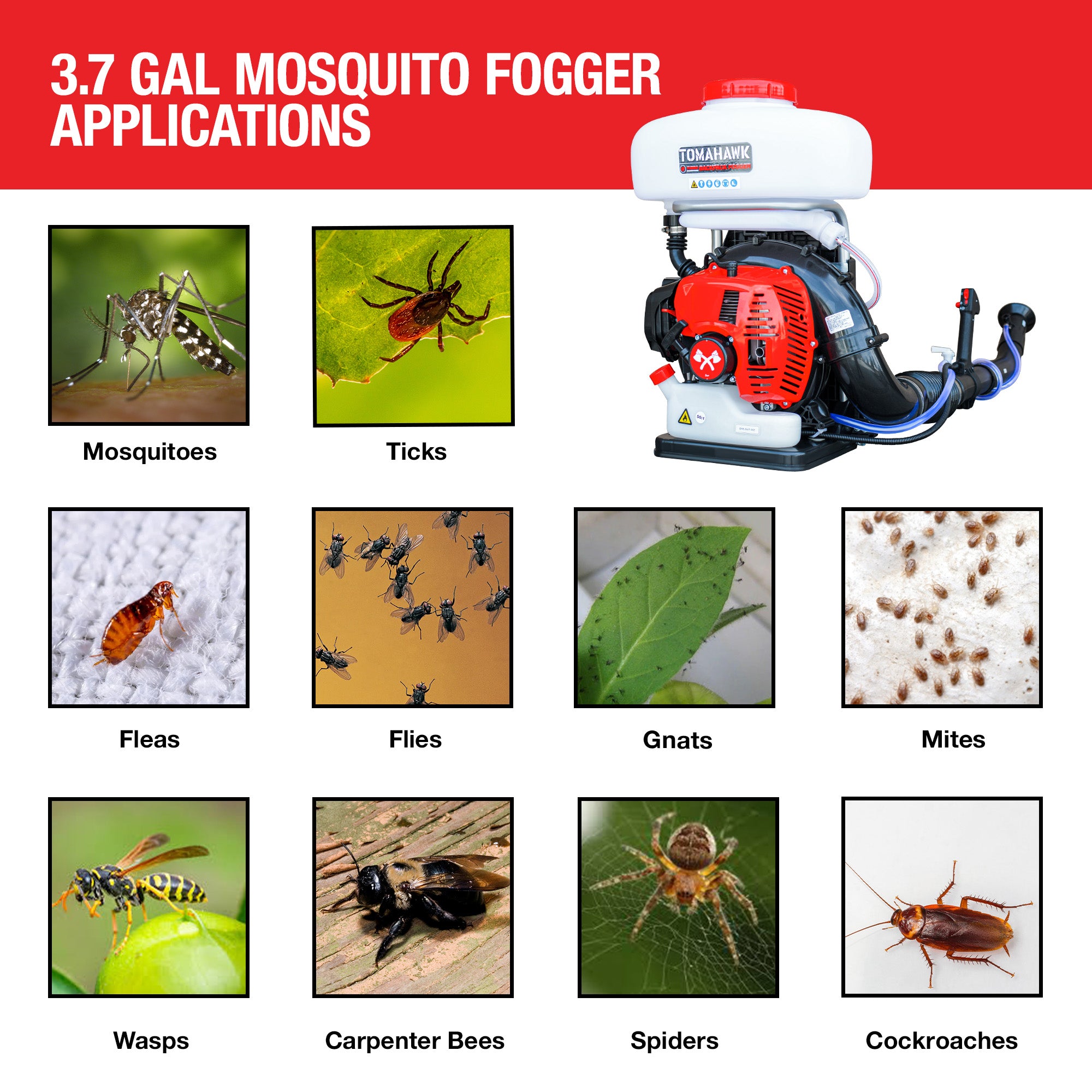 3.7 Gal Turbo Boosted Backpack Mosquito Fogger Leaf Blower for Pest Control