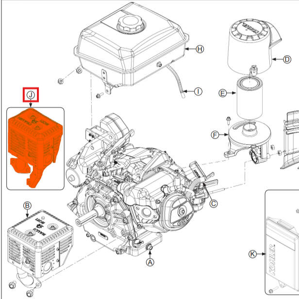Muffler Spare Part for Kohler CH260 4-Stroke Engine
