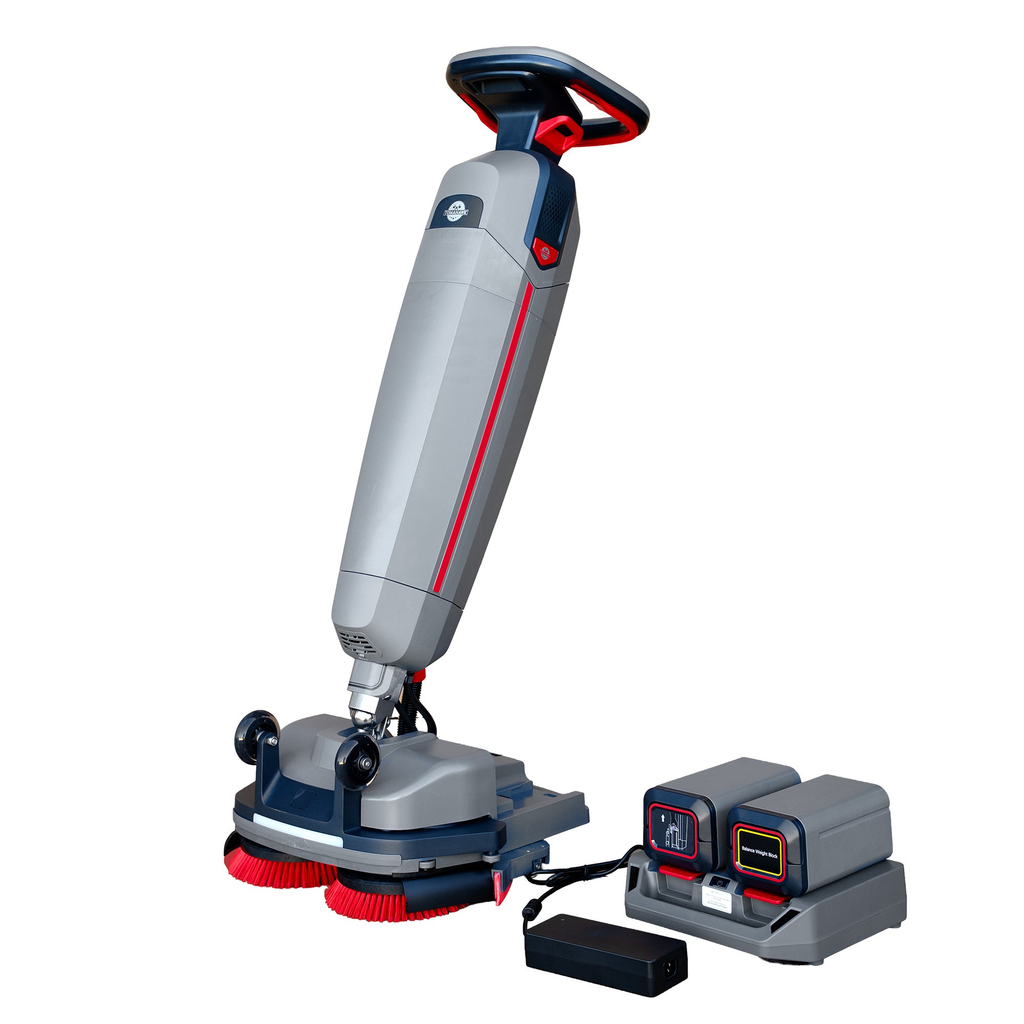 Tomahawk Electric Floor Scrubber Cleaner with 16” Power Mop Brushes Cordless Battery Powered