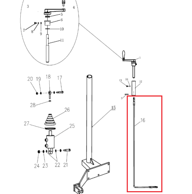 Left Side Throttle (P022) Spare Part for TRT46V 8ft Ride-On Power Trowel