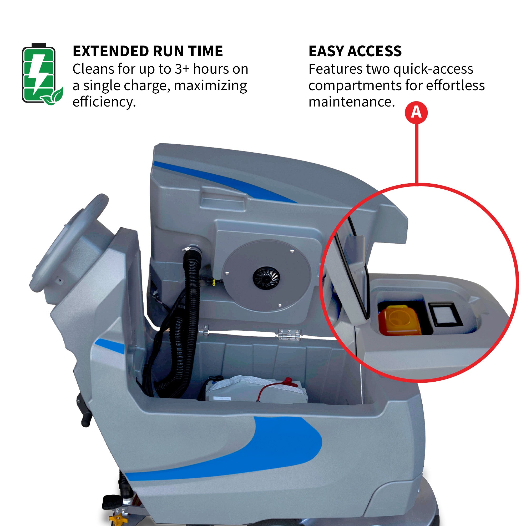 20” Auto Floor Scrubber Cleaner with Power Mop Brush Squeegee Cordless 24V Battery Powered
