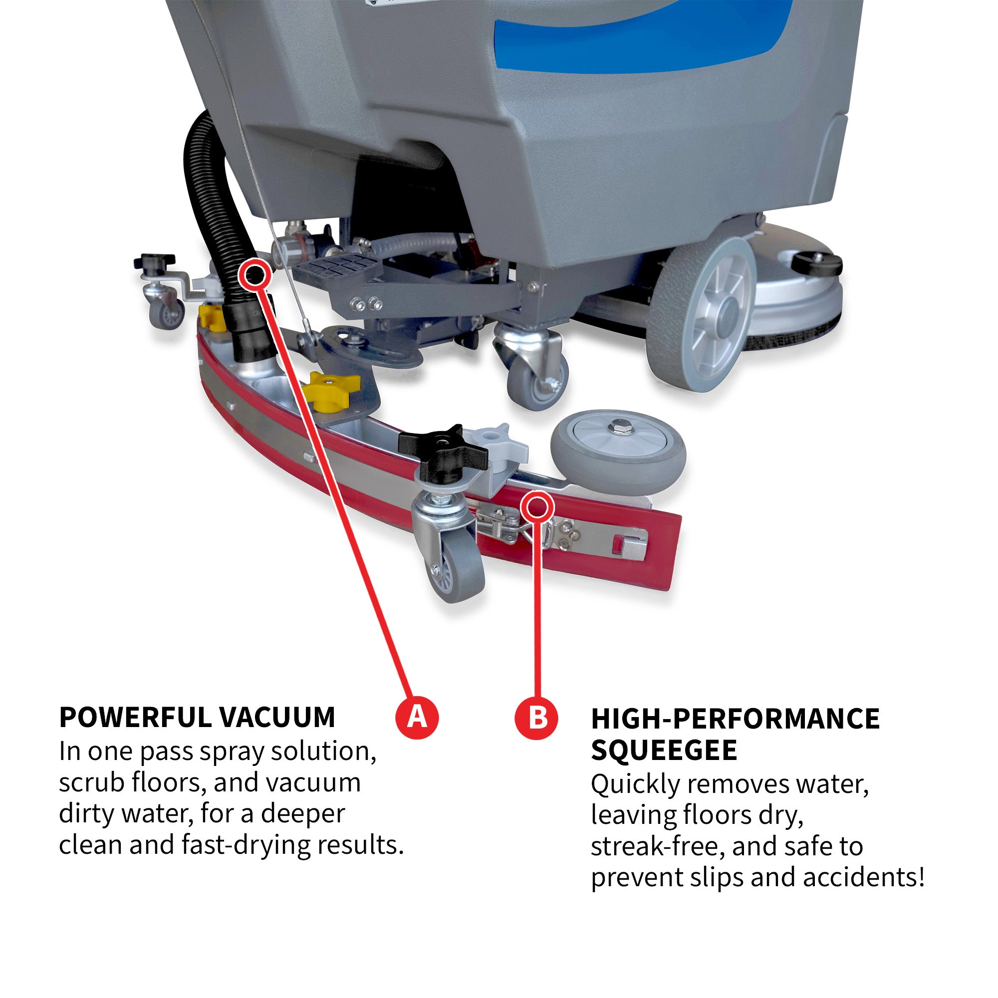 20” Auto Floor Scrubber Cleaner with Power Mop Brush Squeegee Cordless 24V Battery Powered