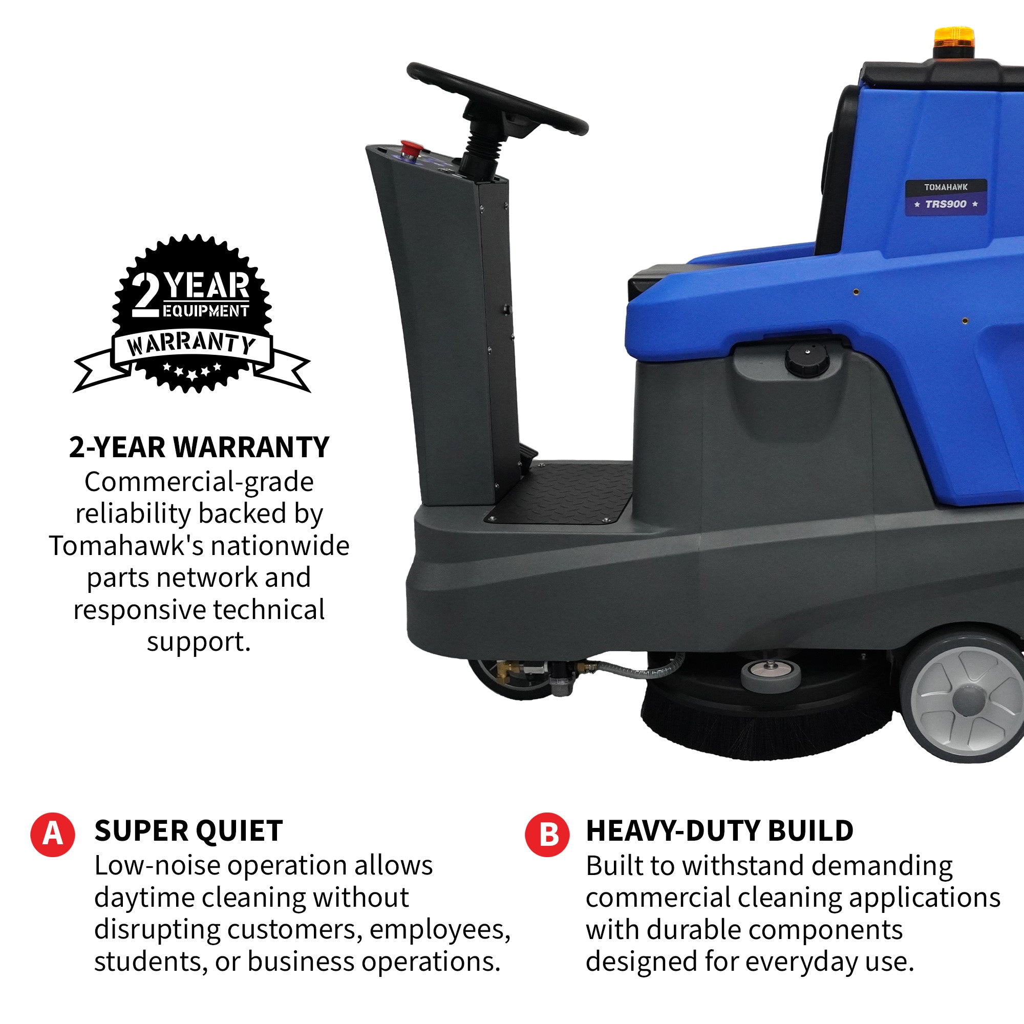 26" Ride-On Floor Scrubber Dual Brush Cleaning Machine 21 Gallon 35" Squeegee