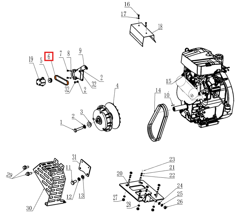 V-Belt Spare Part for TRT46V 8ft Ride-On Power Trowel