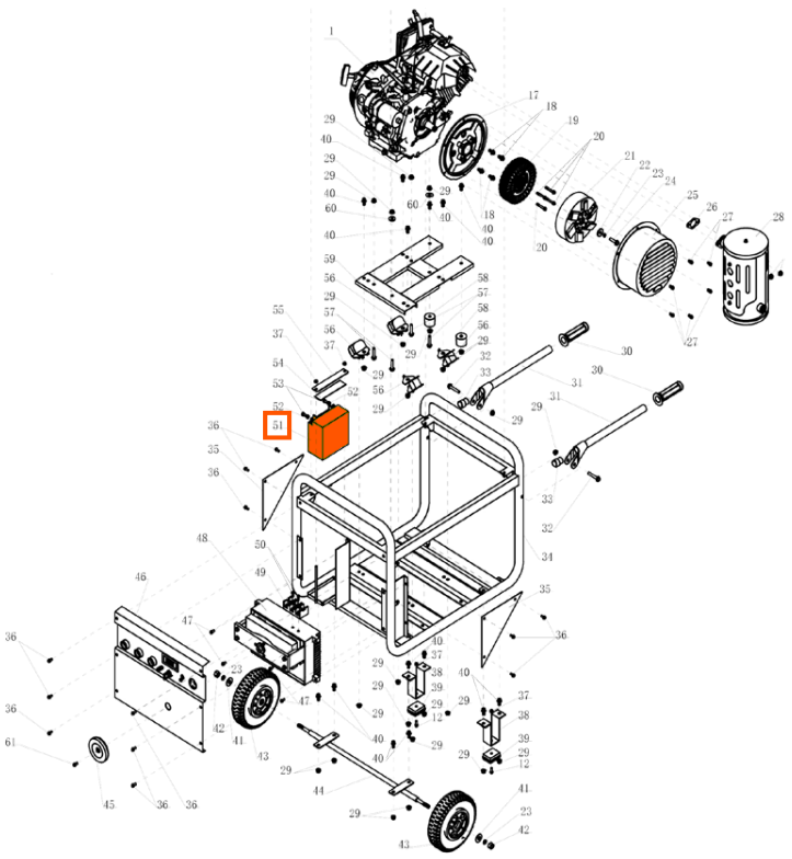 Battery Spare Part for TWG210A 210 Amp Welder Generator