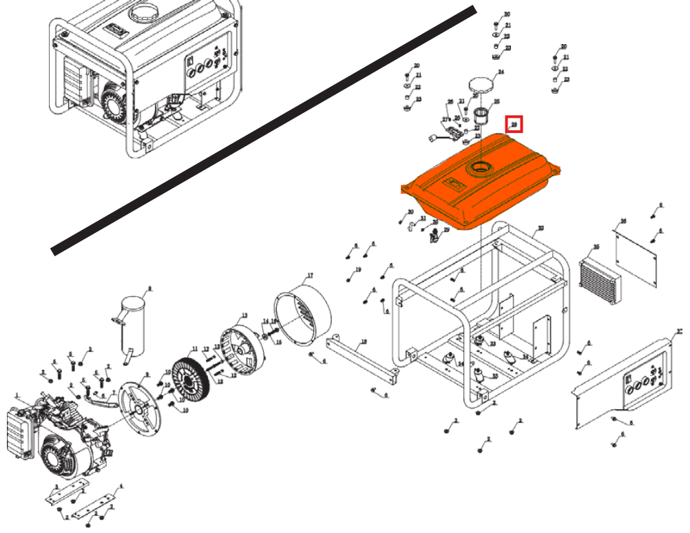 Gas Tank Spare Part for TWG210A 210 Amp Welder Generator