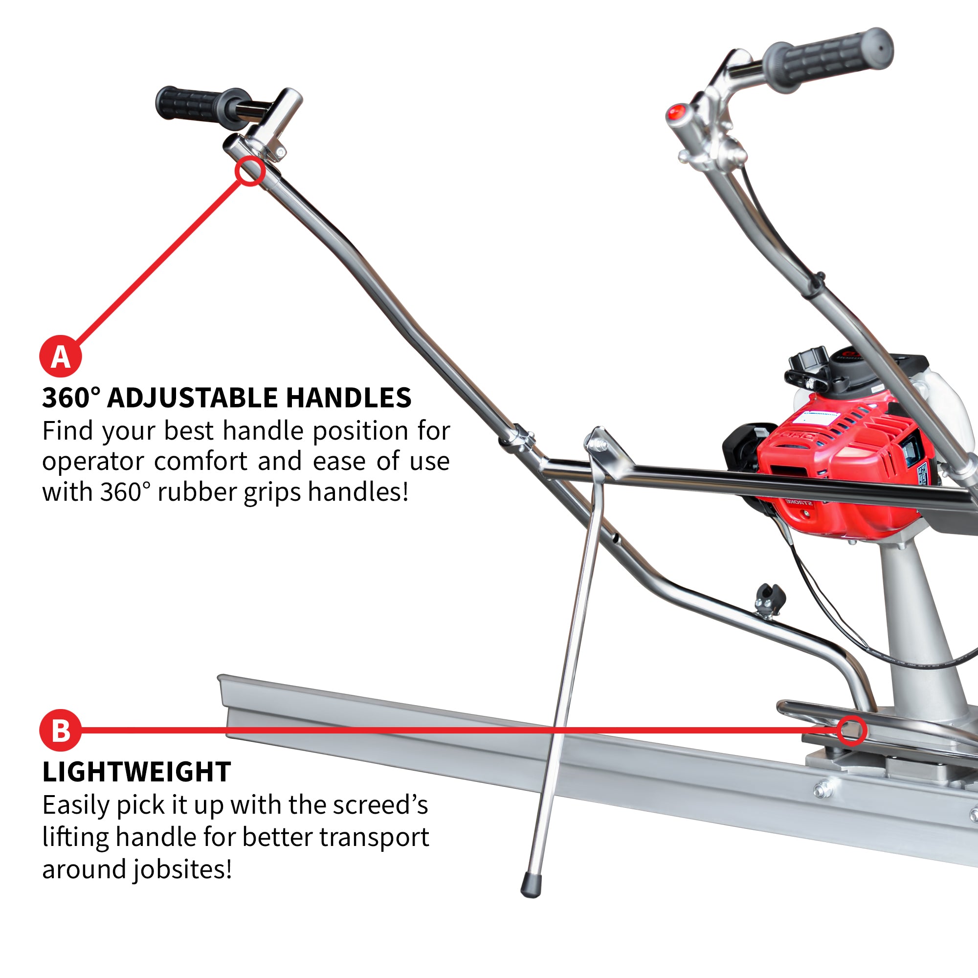 Tomahawk PRO Series Honda Power Screed Single Magnesium Blade Bundle (Choose 4ft, 6ft, 8ft, 10ft, 12ft, 14ft, 16ft)