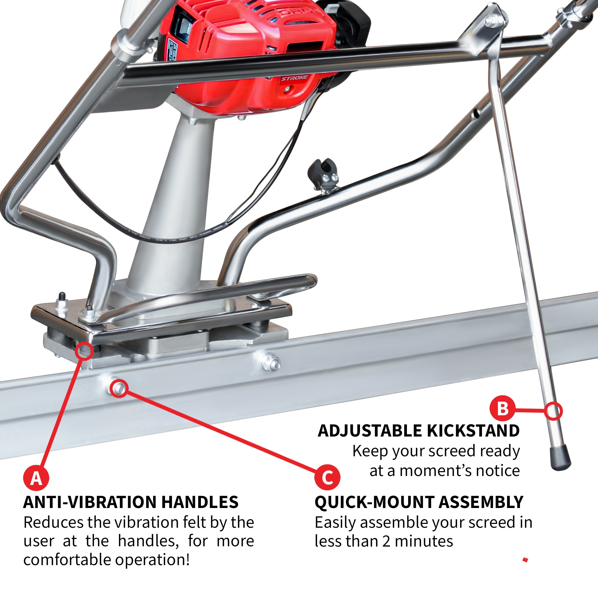 Tomahawk PRO Series Honda Power Screed Single Magnesium Blade Bundle (Choose 4ft, 6ft, 8ft, 10ft, 12ft, 14ft, 16ft)