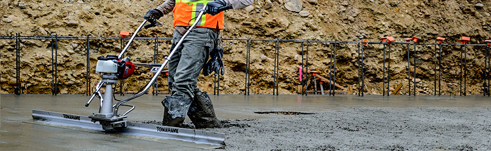 Finish Concrete Faster with Tomahawk Vibratory Screeds Powered by Honda
