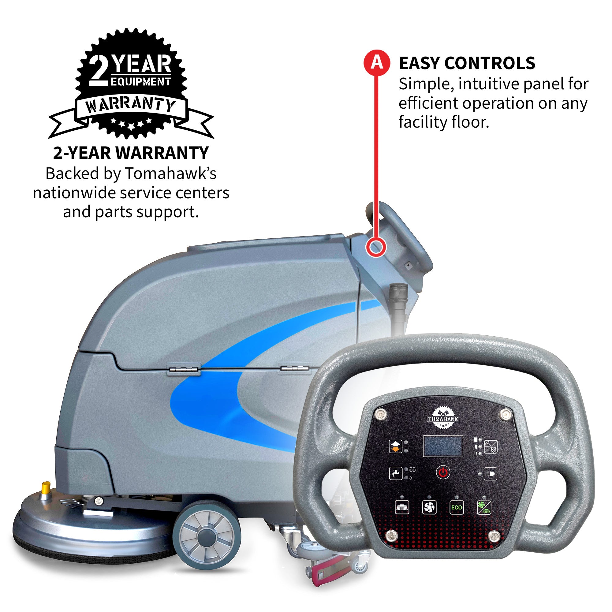 20” Auto Floor Scrubber Self-Propelled Traction Drive Brush Squeegee Cordless 24V Battery