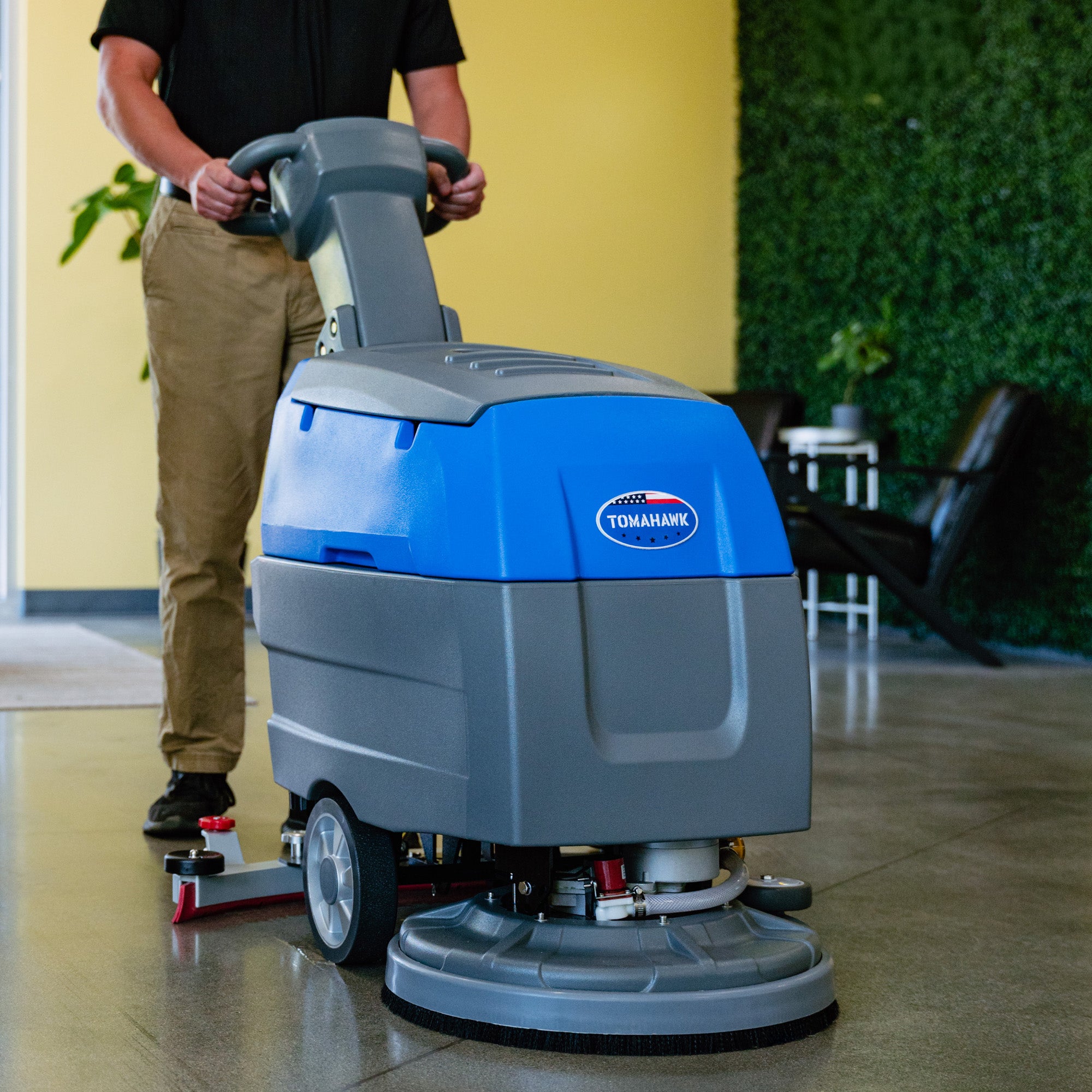 20” Auto Floor Scrubber Cleaner with Power Mop Brush 11 Gal Squeegee Cordless 24V Battery Powered