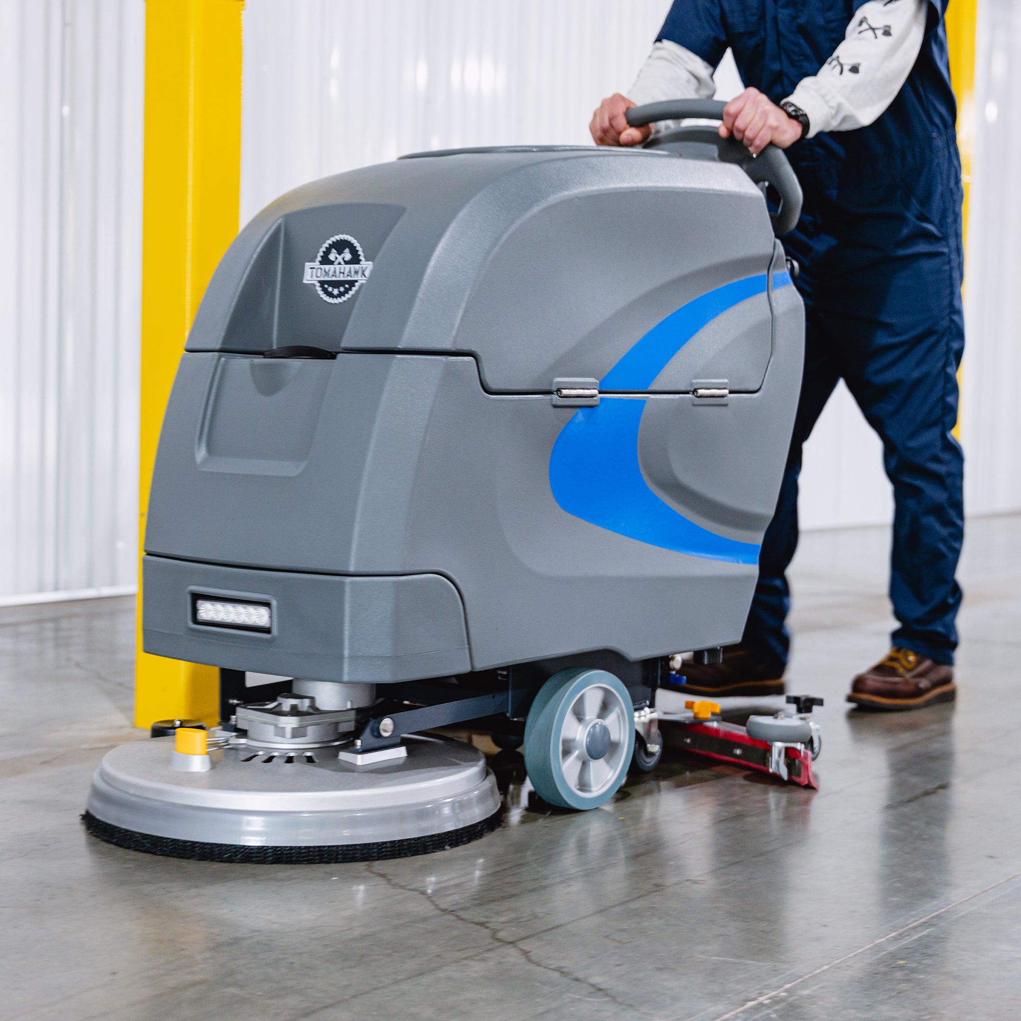 20” Auto Floor Scrubber Cleaner with Power Mop Brush Squeegee Cordless 24V Battery Powered