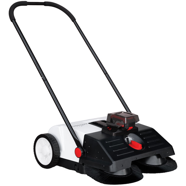 22" Battery Powered Push Sweeper With Double Brush System 18V Lithium-Ion