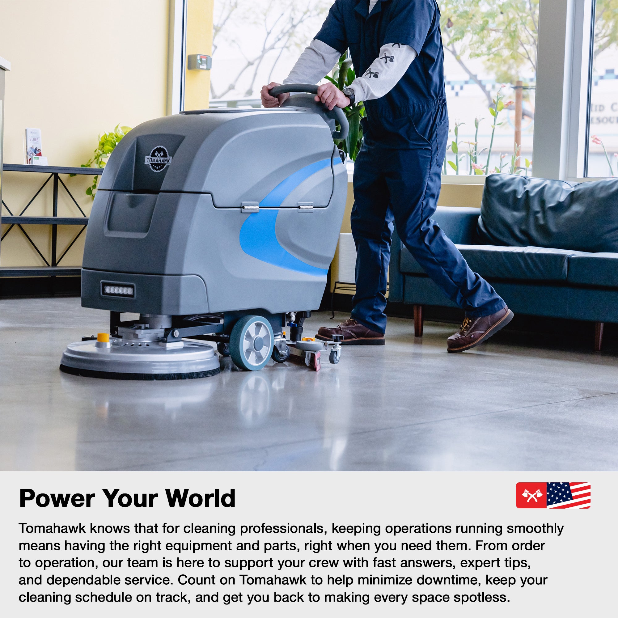 30” Dual Disc Auto Floor Scrubber Self-Propelled Traction Drive Brush Squeegee Cordless 24V Battery