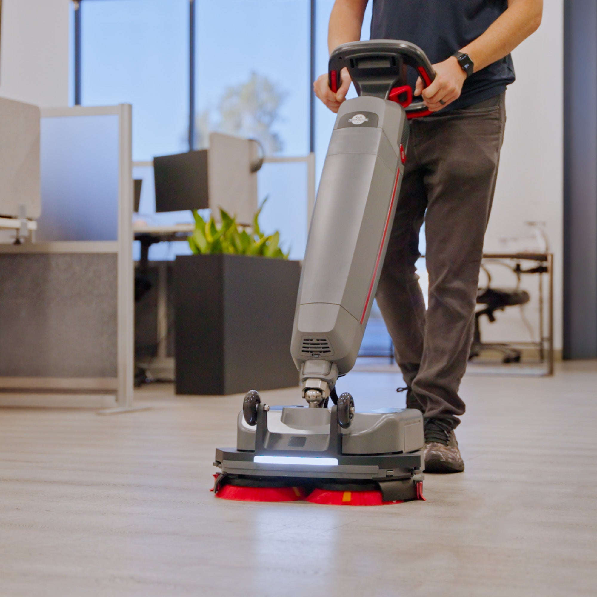 Tomahawk Electric Floor Scrubber Cleaner with 16” Power Mop Brushes Cordless Battery Powered