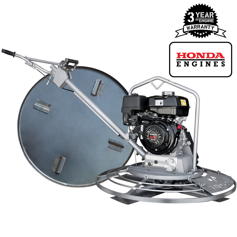 36" Honda Concrete Fast Pitch Power Trowel with 9HP Honda GX270 Combo Blades and Float Pan Finishing Tool