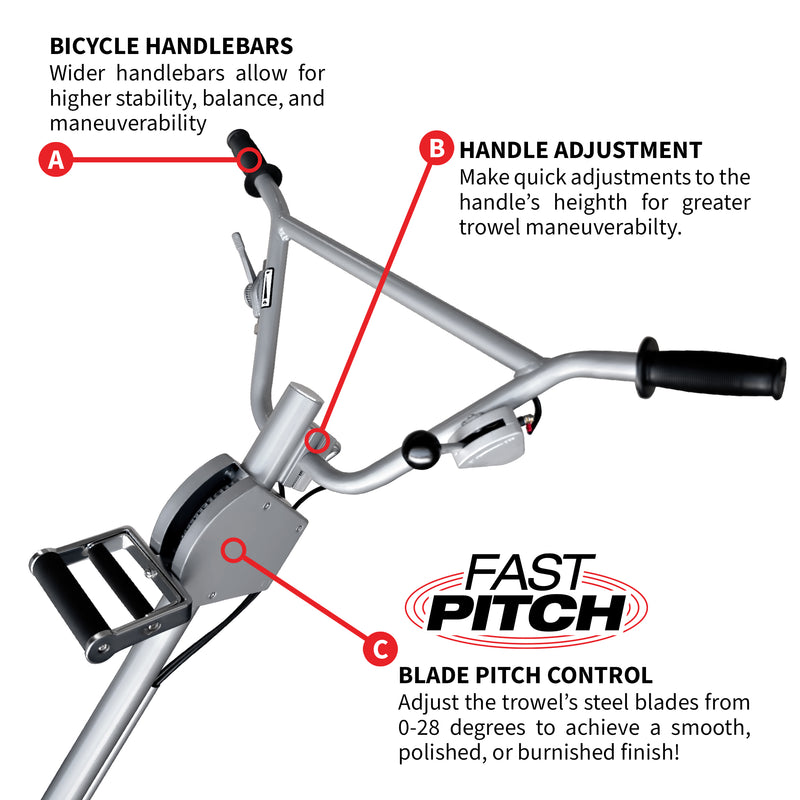 Factory Reconditioned 46" Honda Concrete Fast Pitch Power Trowel with 8.5HP Honda GX270 Combo Blades and Float Pan Finishing Tool