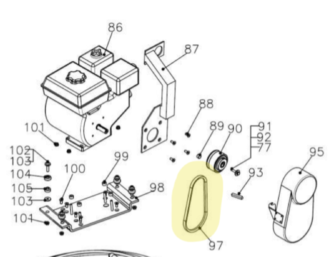 V Belt for 36" and 46" Honda Power Trowels TPT36H/TPT46H (Part No. QBT-A26V)