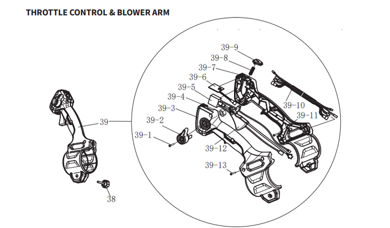 Throttle Control Assembly Handle for eTMD14 Backpack Fogger