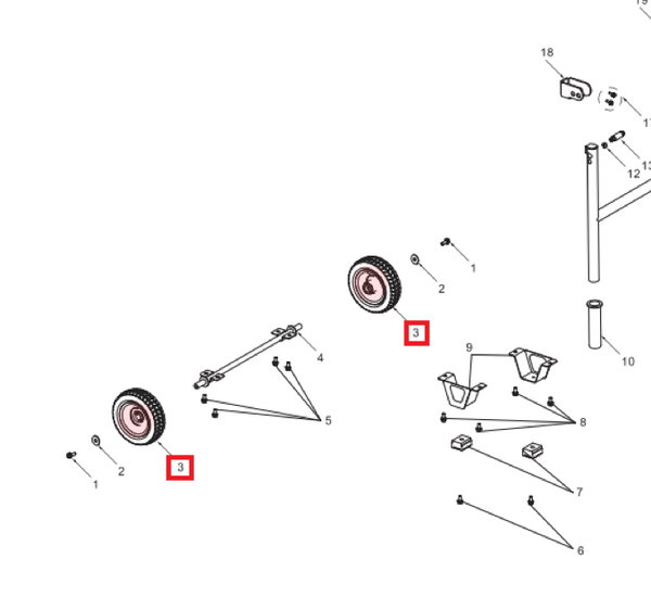 Wheel kit (P038) Spare Part for TG9000i 9000 Watt Inverter Generator