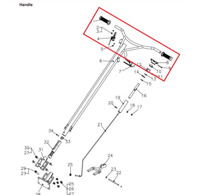 Handle Bars Spare Part for TPT36H 36" Power Trowel Honda