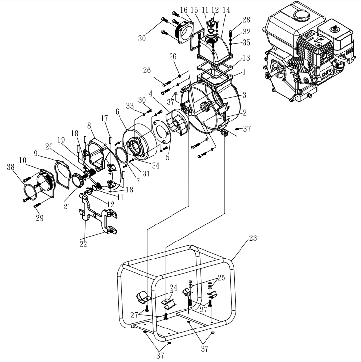 thumbnail image 2 of Haishine Air Filter Cover Assembly For Honda GXH50 GXV50 WX15 Engines – Replaces 17211-ZM7-000 2 of 2
