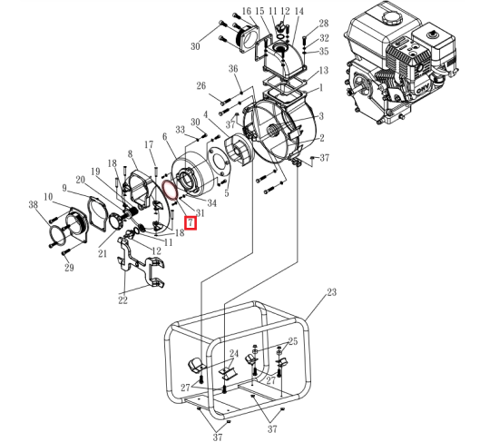 Gasket for GX270 Honda Spare Part for TW3H 3