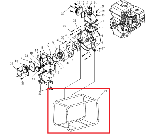Roll Cage(MH030T-2) Spare Part for TW3H 3" Honda Trash Pump