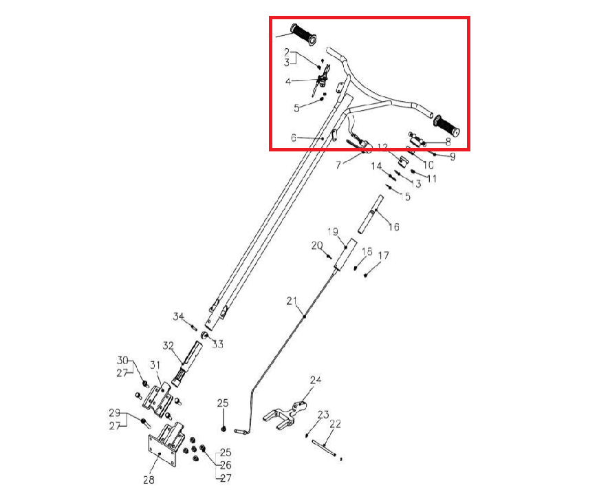 Handle Bar (P065) Spare Part for JXPT36K 36" Power Trowel Kohler