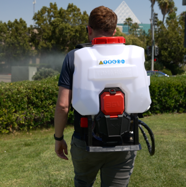 5 Gallon Battery Powered Backpack Sprayer 36V Electric 30 Ft Reach Adjustable Flow for Lawn, Pest, Weed, and Fertilizer Applications