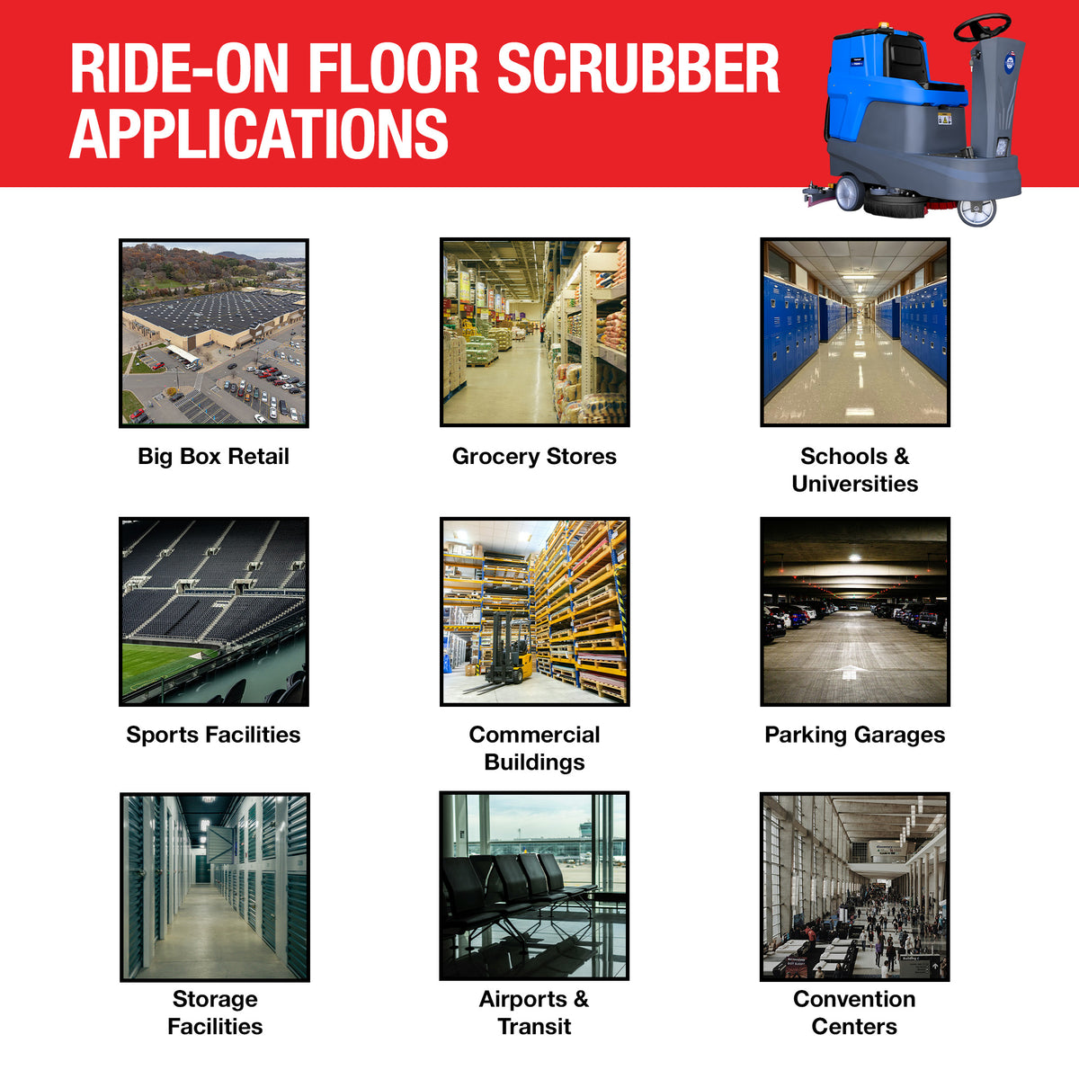26" Ride-On Floor Scrubber Dual Brush Cleaning Machine 21 Gallon 35" Squeegee