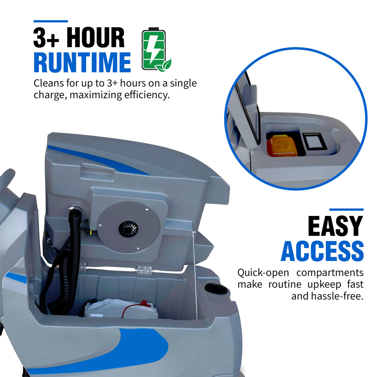 20” Auto Floor Scrubber Cleaner with Power Mop Brush Squeegee Cordless 24V Battery Powered