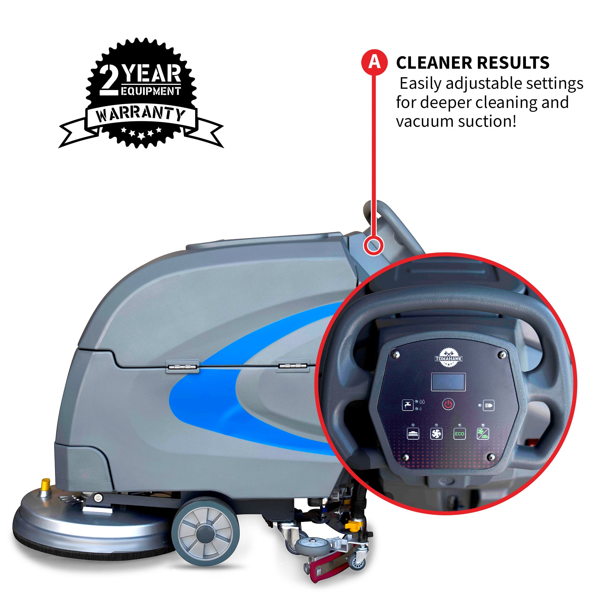 20” Auto Floor Scrubber Cleaner with Power Mop Brush Squeegee Cordless 24V Battery Powered