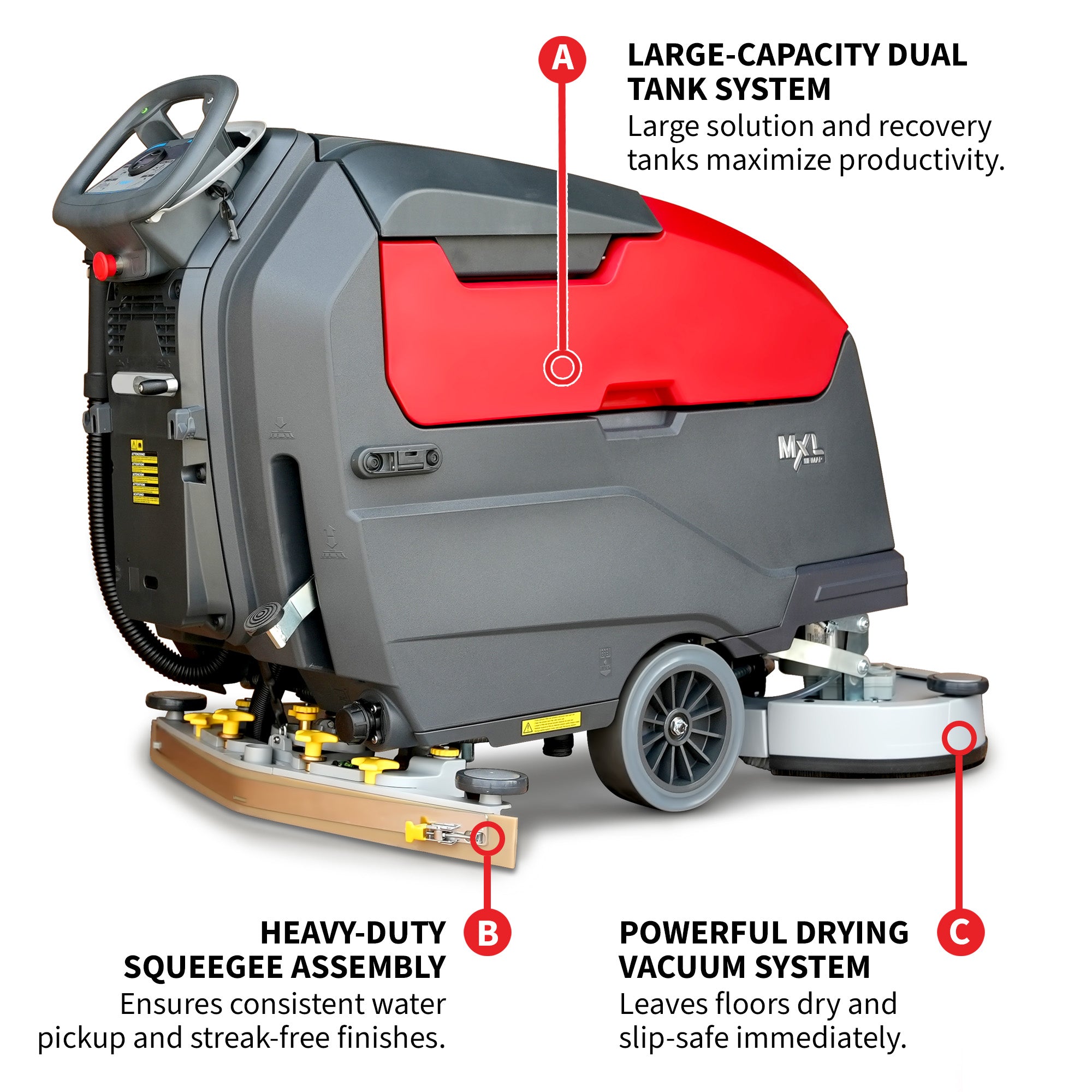 30” Dual Disc Auto Floor Scrubber Self-Propelled Traction Drive Brush Squeegee Cordless 24V Battery