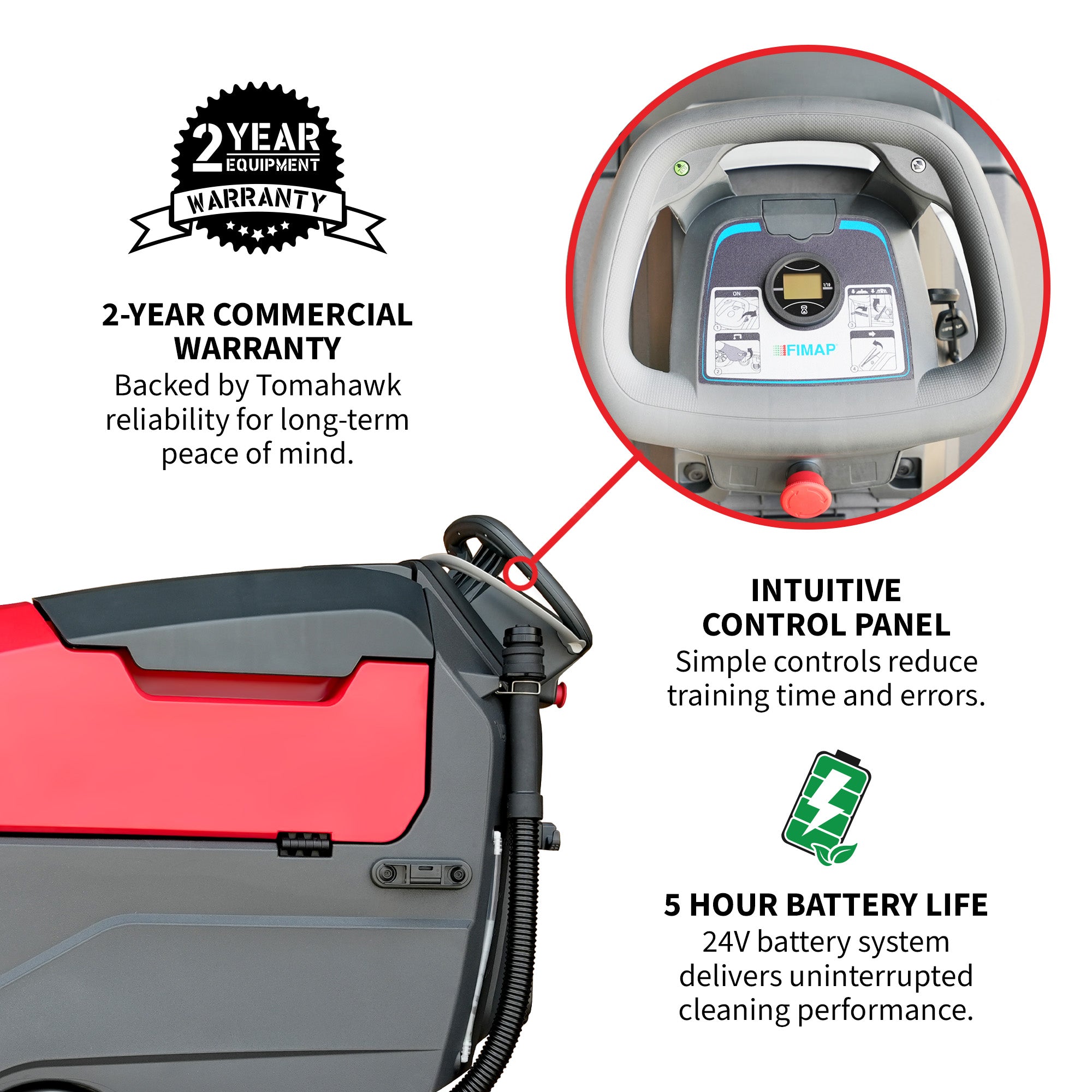 30” Dual Disc Auto Floor Scrubber Self-Propelled Traction Drive Brush Squeegee Cordless 24V Battery