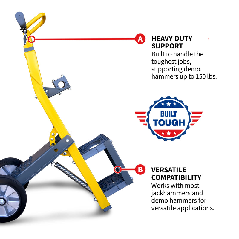 Tomahawk Demo Hammer Trolley – Heavy-Duty Universal Jackhammer Support Anti-Vibration Ergonomic Design for Effortless Demolition