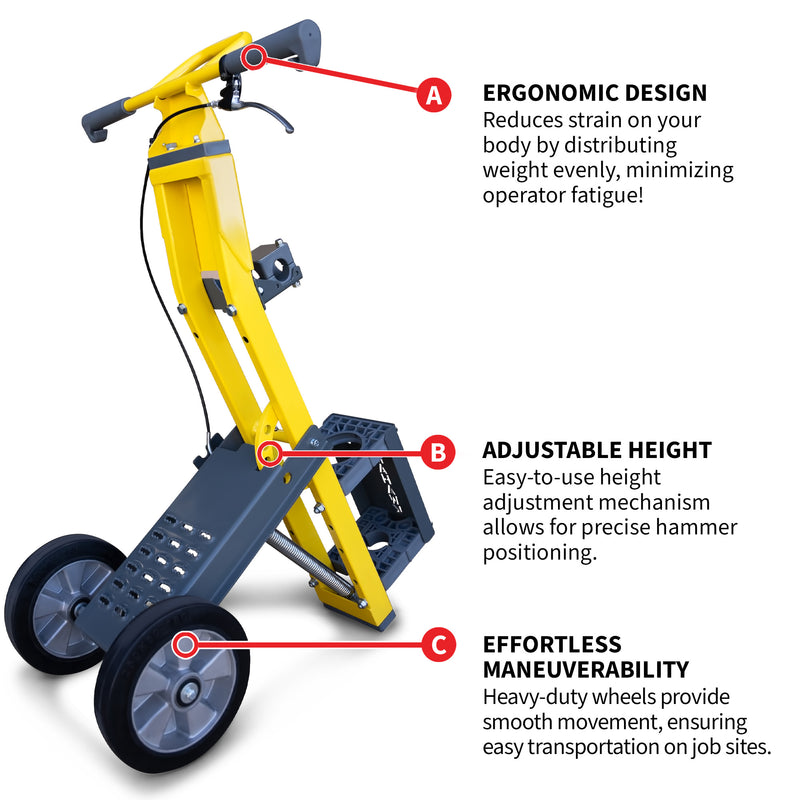 Tomahawk Demo Hammer Trolley – Heavy-Duty Universal Jackhammer Support Anti-Vibration Ergonomic Design for Effortless Demolition