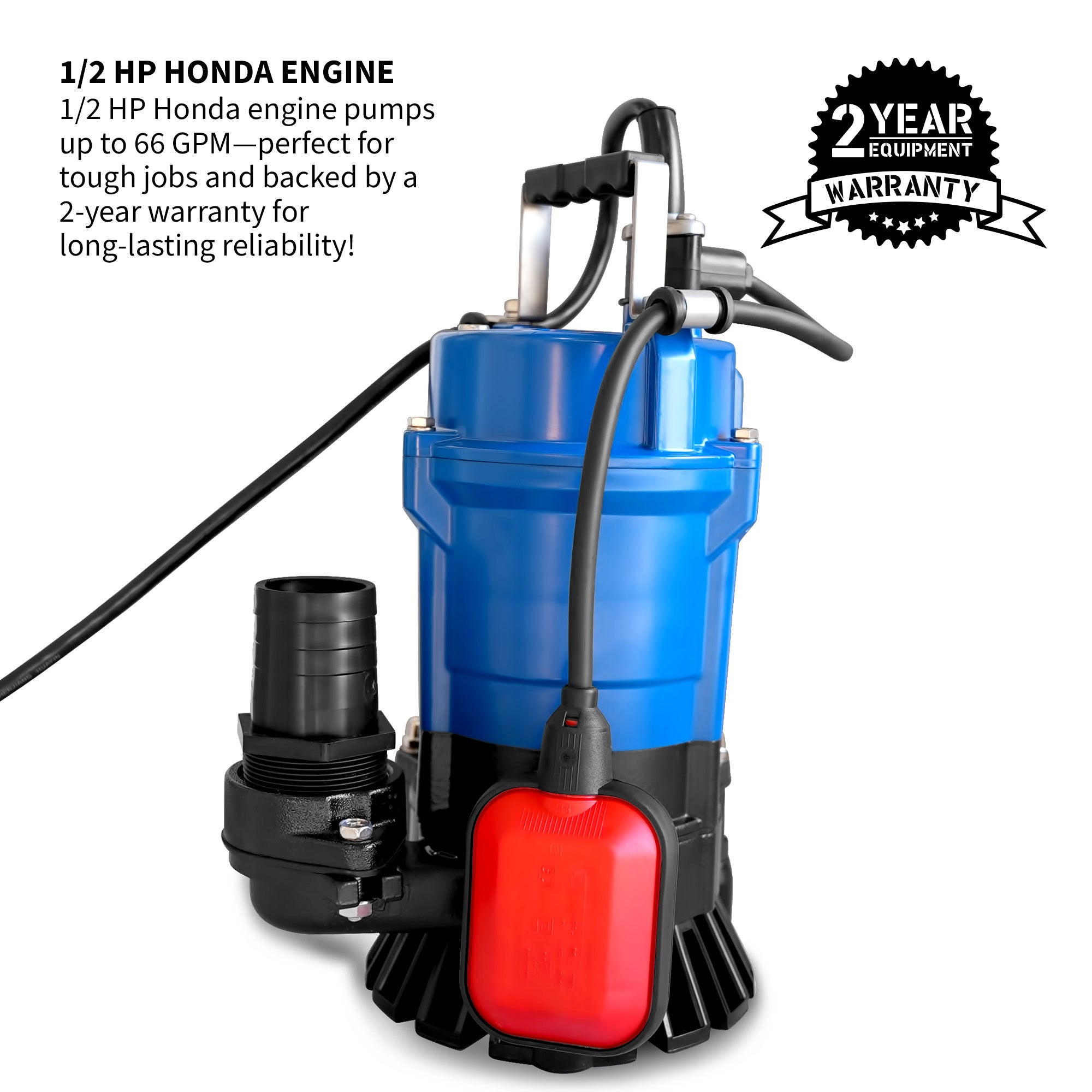 Tomahawk 1/2 HP Submersible Trash Pump, 66 GPM / 3960 GPH, 400W 2