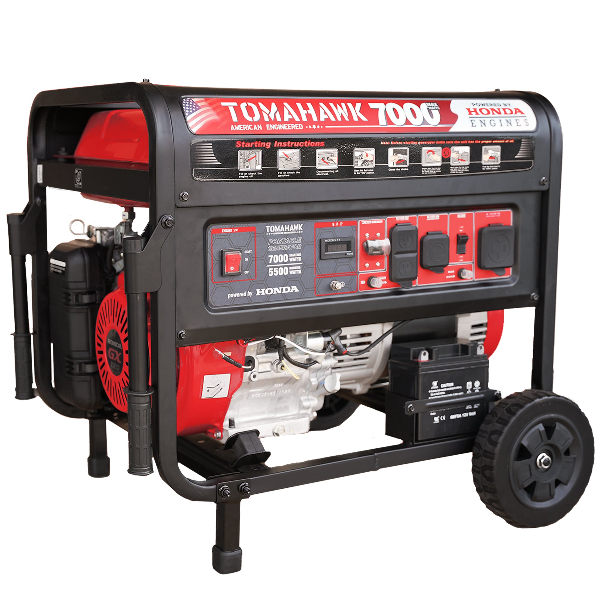 7000 Watt Honda Powered Portable Generator Gas Power Professional Use