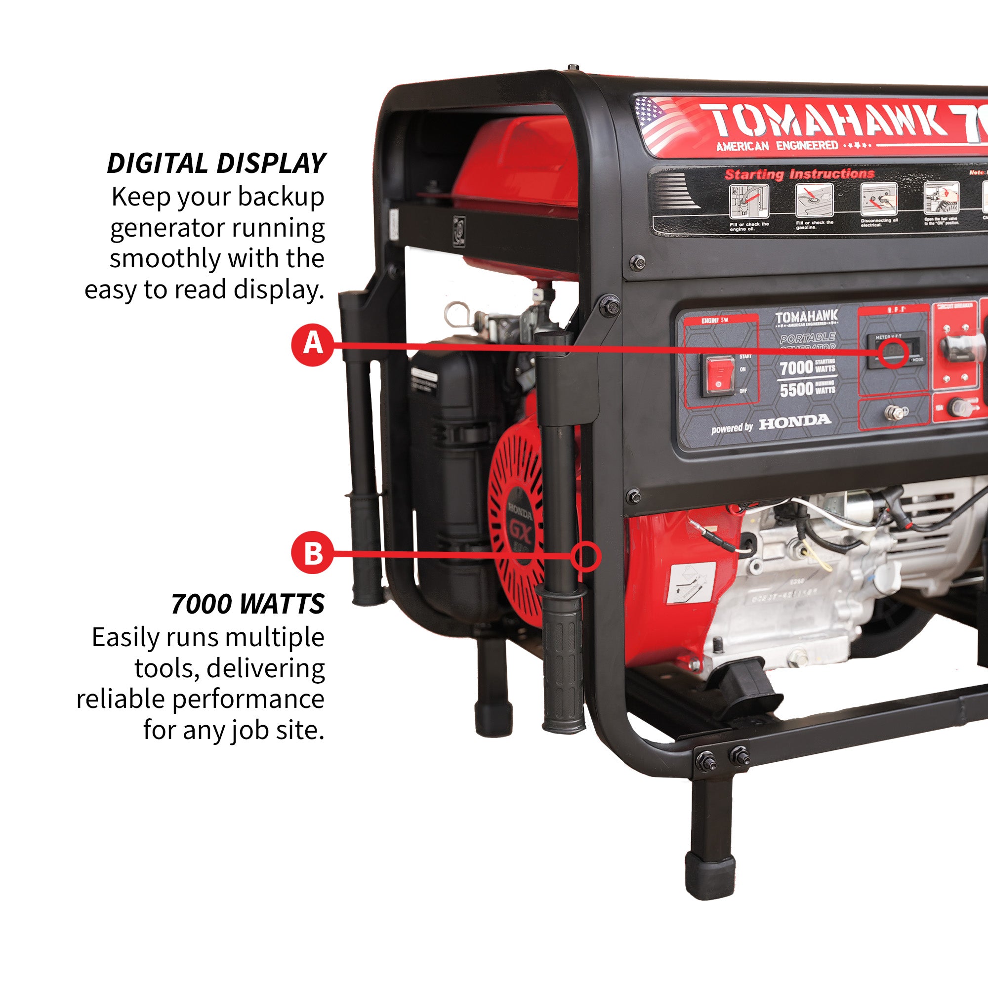 7000 Watt Honda Powered Portable Generator Gas Power Professional Use