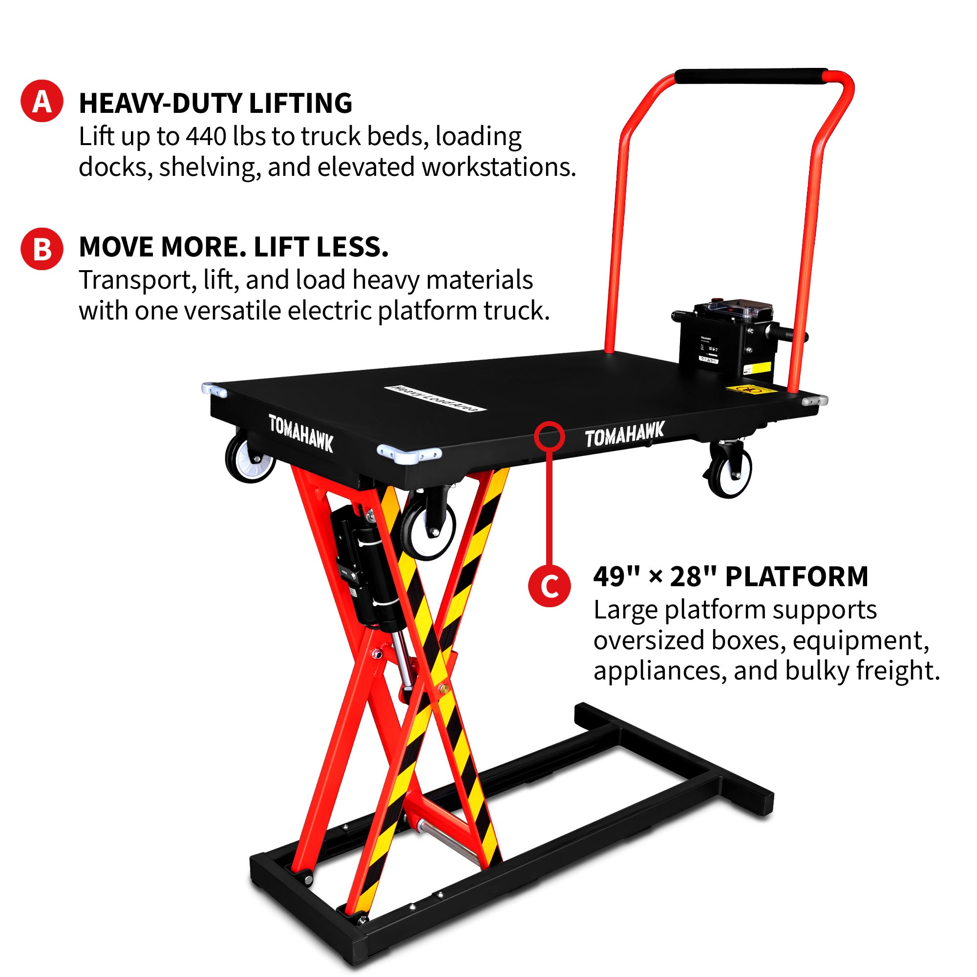 Electric Platform Truck Scissor Lift Table Cart Portable Powered Hydraulic 46" Height Warehouse Loading Dock Material Handling