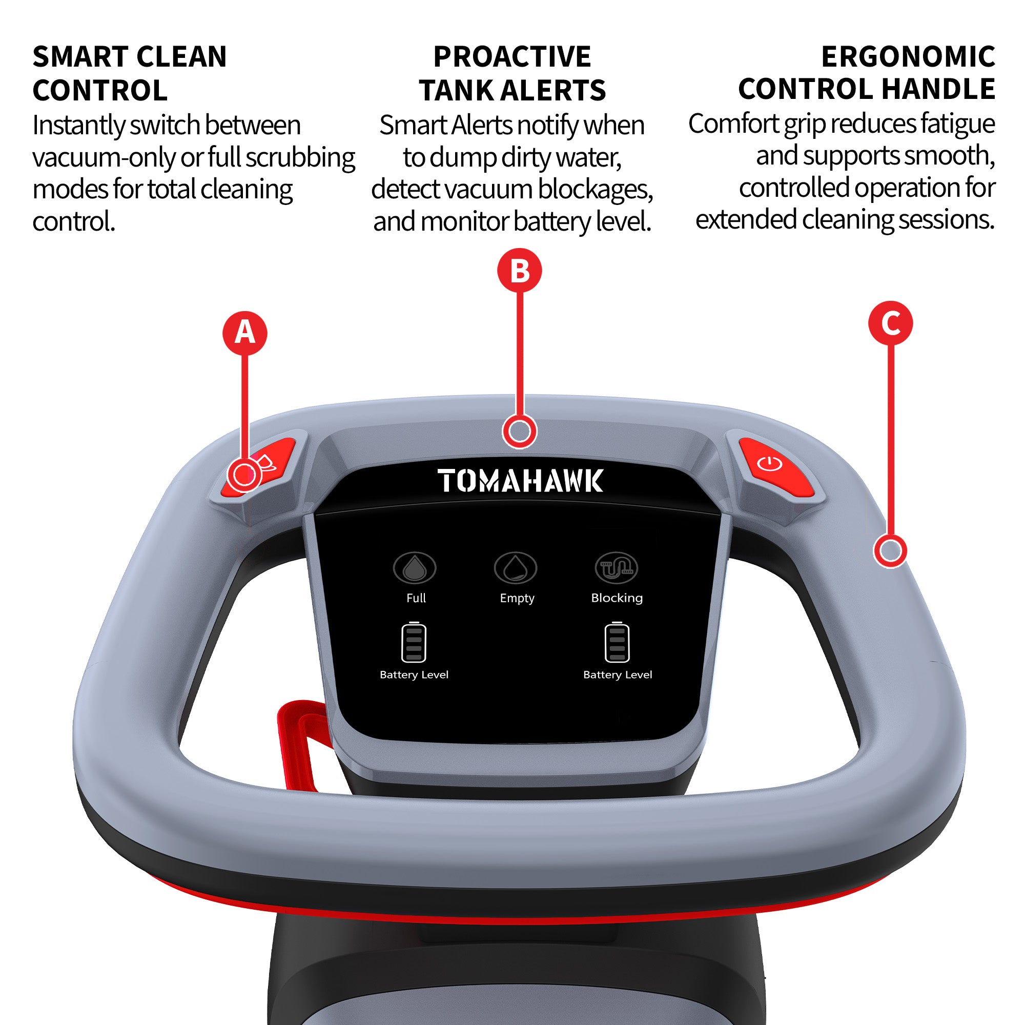Tomahawk Electric Floor Scrubber Cleaner with 16” Power Mop Brushes Cordless Battery Powered
