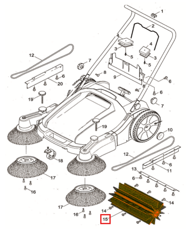 Roller Brush Spare Part for TOS38 Commercial 38