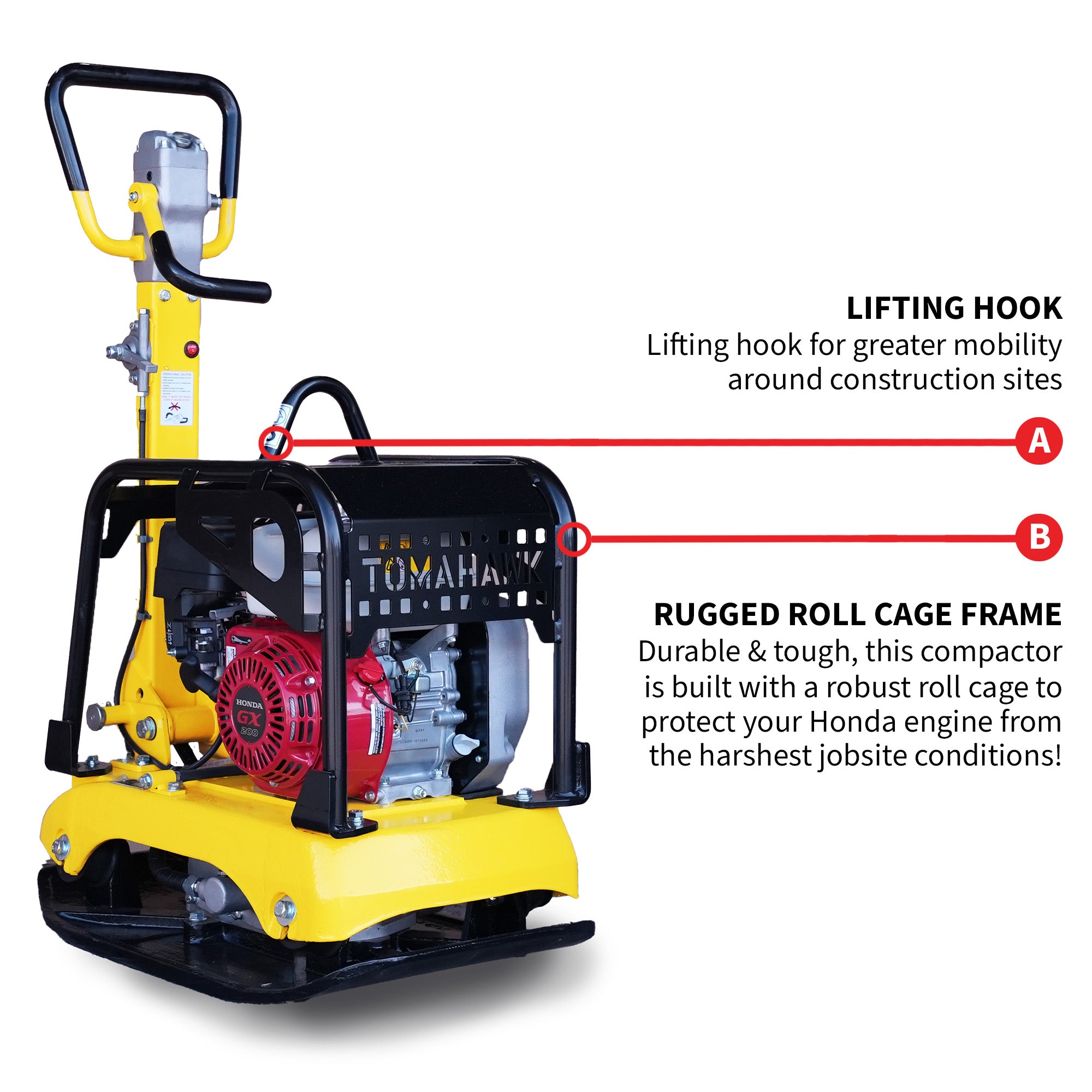 6.5 HP Honda Reverse Hydraulic Plate Compactor for Soil, Aggregate, Cohesive Compaction