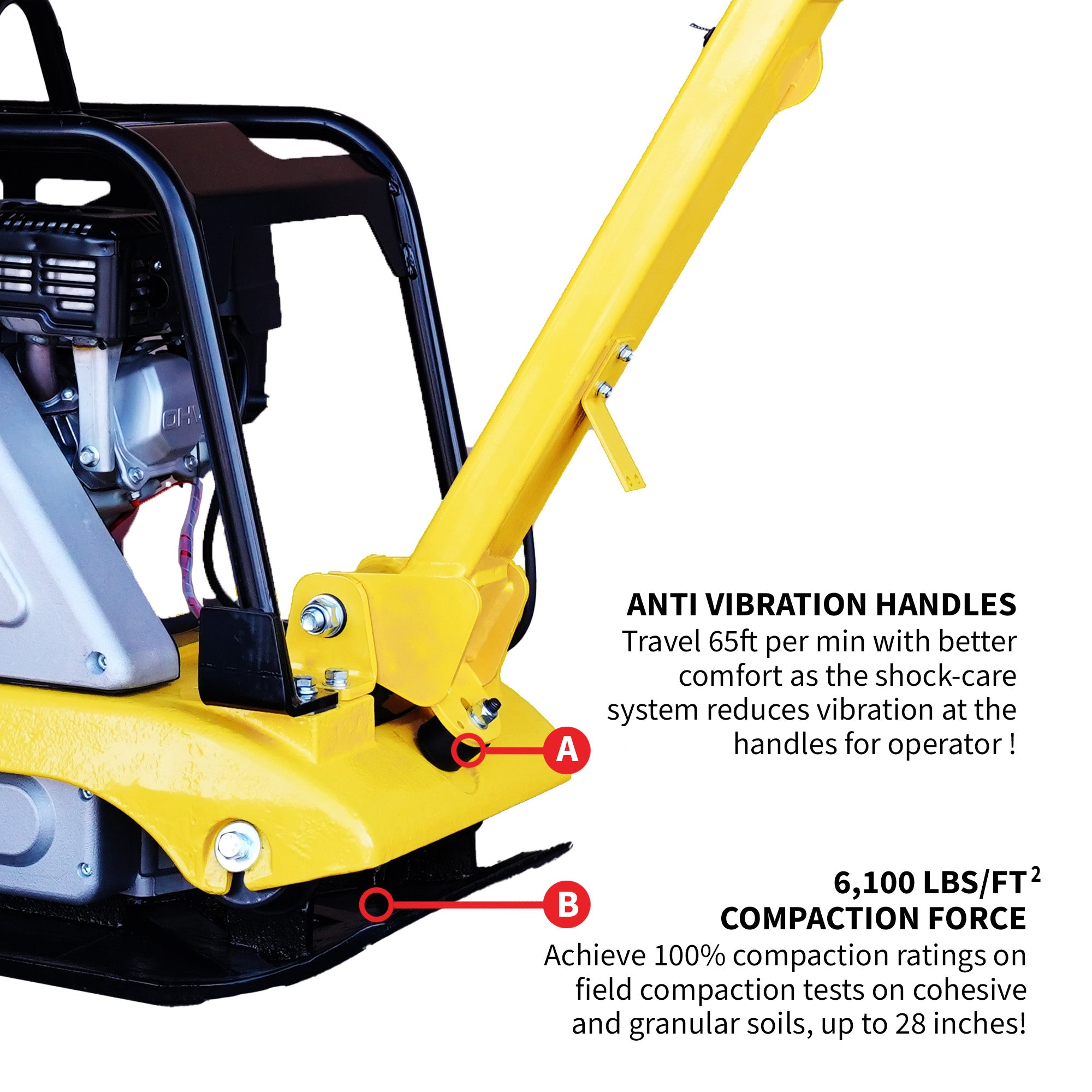 6.5 HP Honda Reverse Hydraulic Plate Compactor for Soil, Aggregate, Cohesive Compaction