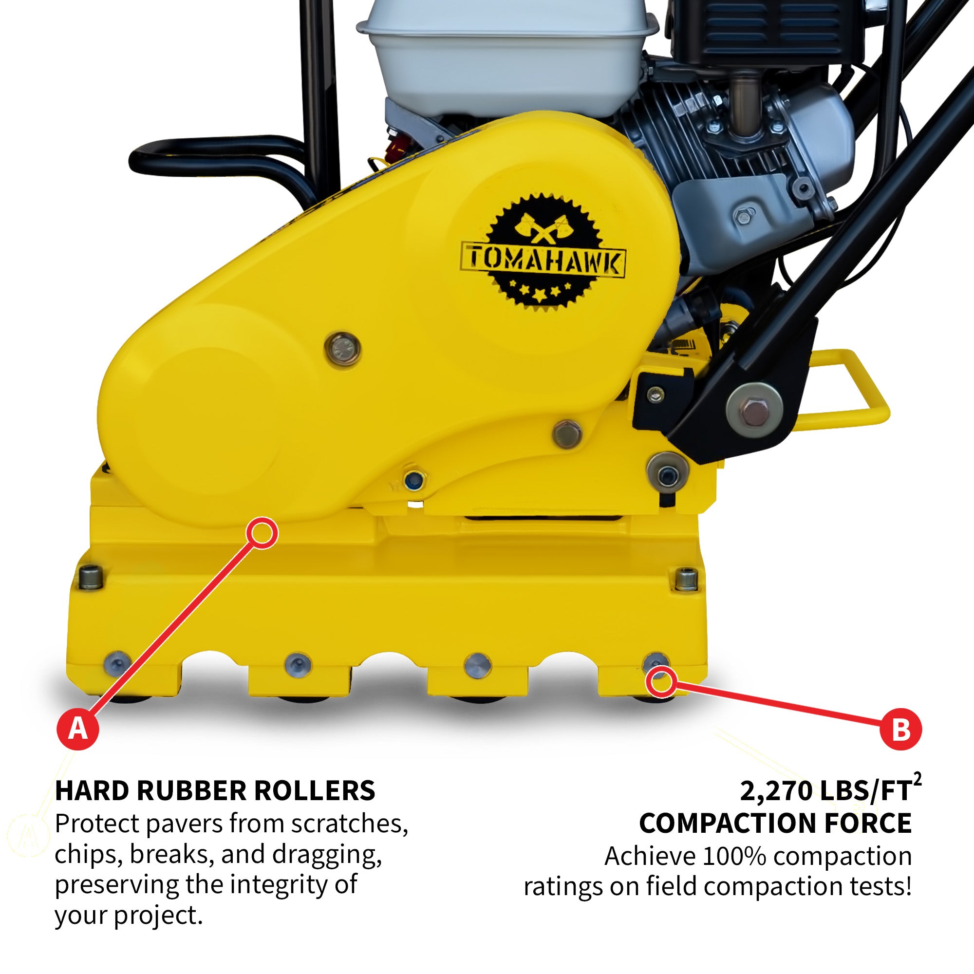 Tomahawk Power 5.5 HP Honda Paver Roller Compactor 17x12 for Pavers, Bricks, Stone, Sand Compaction, TPRC76H Tomahawk Power 5.5 HP Honda Paver Roller Compactor 17x12 for Pavers, Bricks, Stone, Sand Compaction, TPRC76H
