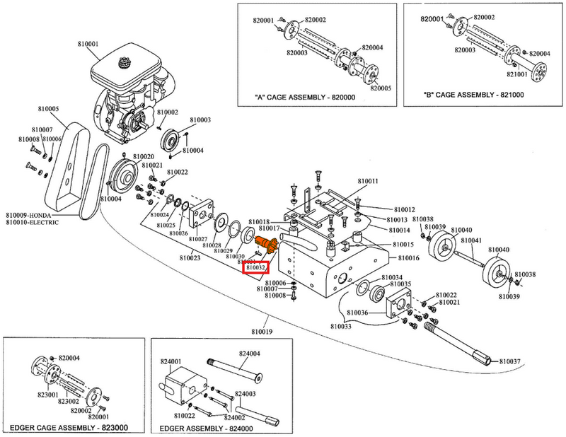 Drive Spindle Replacement (810032) (P034) Spare Part for TSCAR-8H 8" Scarifier Honda
