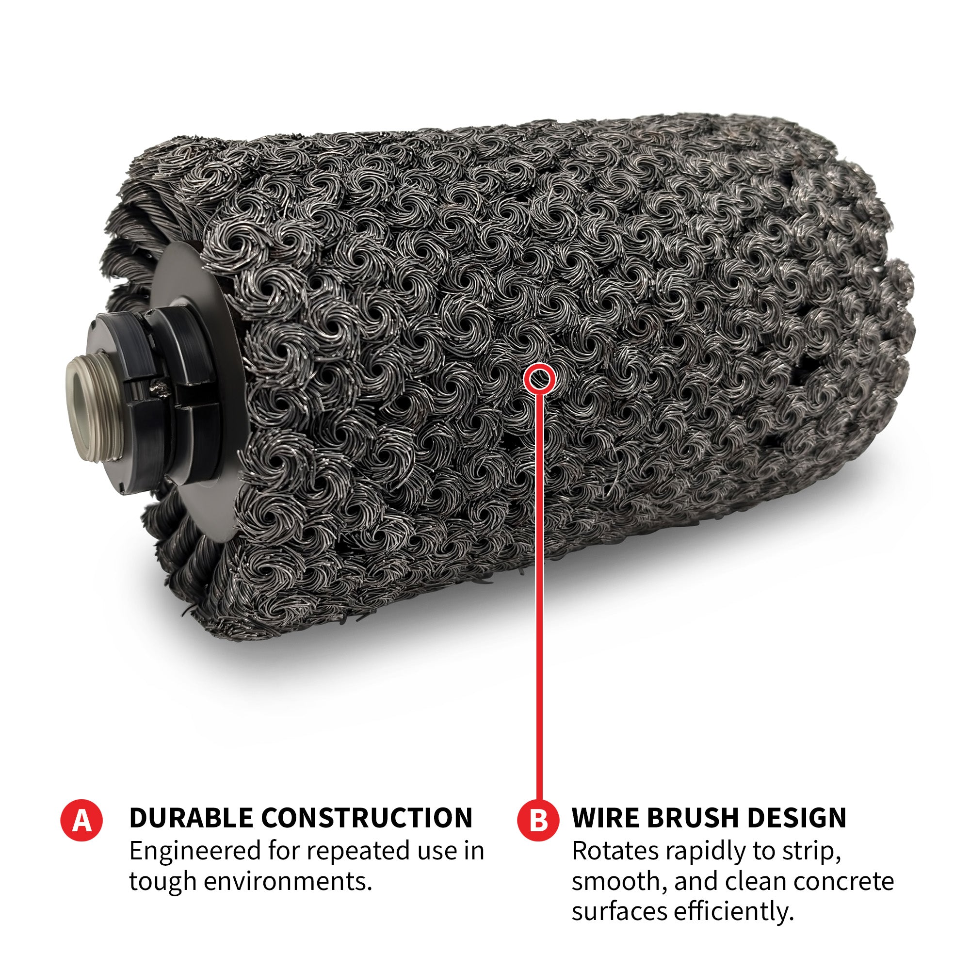 8-Inch Steel Wire Brush Drum Scarifier Attachment