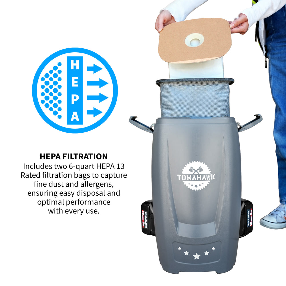 18V Battery Powered Backpack Vacuum 6L for Janitorial Cleaning – Light
